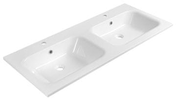 SAPHO ARECA Dupla Umivaonik, Lijevani Mramor, 121x51,5 cm, Bijela