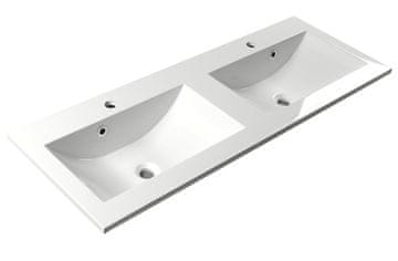 SAPHO SAPHO YUKON dvostruki umivaonik, lijevani mramor, 120x45 cm, bijeli