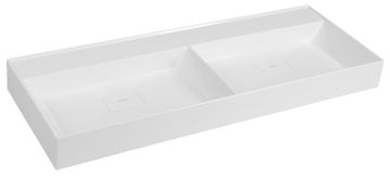 SAPHO GODIVA Dvostruki umivaonik, lijevani mramor 119x44cm, bez otvora, bijela