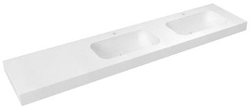 SAPHO EMICO Dvostruki umivaonik, Rockstone, 240x50cm, bijeli mat, desni, Zidna instalacija