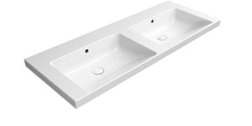 Gsi NORM keramički dupli umivaonik 125x50cm, bez otvora, bijela ExtraGlaze