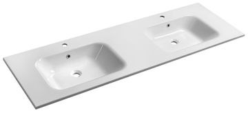 SAPHO Dvostruki umivaonik ARECA, lijevani mramor, 161x51,5 cm, bijela boja