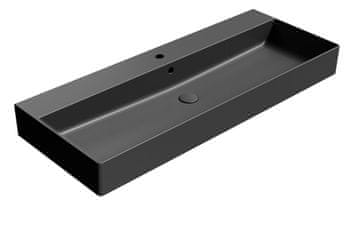 Gsi GSI KUBE X, keramički umivaonik 120x47 cm, mat crni, visokokvalitetni pravokutni dizajn