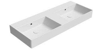 Gsi KUBE X Keramički Dvostruki Umivaonik 120x47cm, Bez Otvora, Bijela Mat