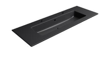 Gsi PURA keramički dvojni umivaonik Slim 122x46cm, mat crna