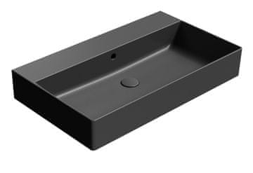 Gsi KUBE X keramički umivaonik 80x47cm, bez otvora, mat crni