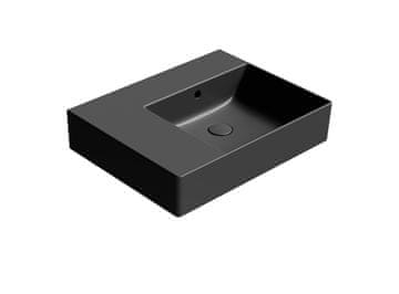 Gsi KUBE X crna mat keramički umivaonik 60x47 cm, lijeva polica, bez otvora