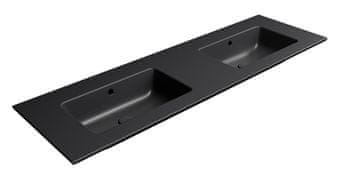 Gsi PURA Slim Dvostruki Umivaonik 142x46cm, Bez Otvora, Crna Mat