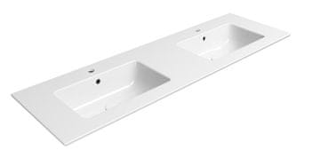 Gsi PURA keramički dvostruki umivaonik Slim 142x46cm, bijela s ExtraGlaze antibakterijskom glazurom