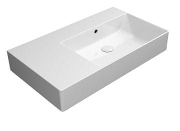 Gsi KUBE X keramički umivaonik 80x47cm, lijeva polica, bijeli ExtraGlaze, bez otvora