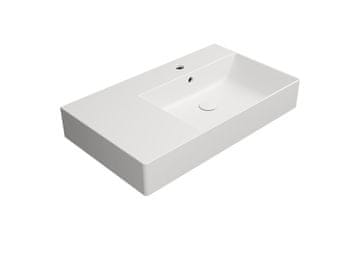Gsi GSI KUBE X keramički umivaonik 80x47 cm, s lijevim odlagalištem, bijeli mat