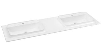 SAPHO Dvojumivaonici BRAHEA 161x51,5cm, Bijela Mat, Ugradni Dizajn, Solid Surface