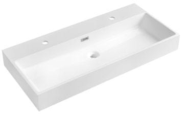 SAPHO AQUATIC Dvostruko Umyvadlo od Lijevanog Mramora, Bijelo, 100x46 cm