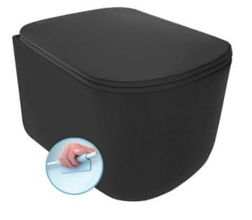 KERASAN TRIBECA Crna Mat Viseća WC Školjka, Bez Obruča, 35x54cm