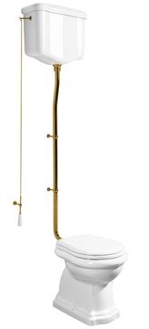 KERASAN Keramička WC školjka s brončanom cisternom, retro dizajn, stražnji odvod, bijela