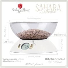 Berlingerhaus Kuhinjska vaga BH-9617 digital 5 kg with bowl Sahara Collection