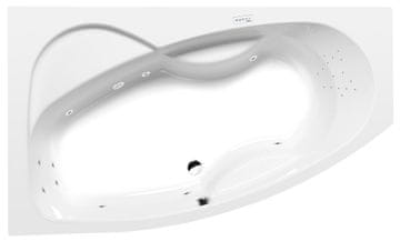 POLYSAN Hidromasažna Kada MAMBA L 160x95 cm - Asimetrična, Akrilat, Highline Hydro, Krom