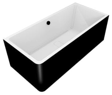 POLYSAN MARLENE CURVE R MONOLITH Asimetrična Samostojeća Kada 195x85x63cm, Bijela/Crna