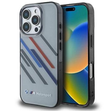 slomart Kućište BMW Motorsport IML Random Stripes za iPhone 16 Pro Max - sivo