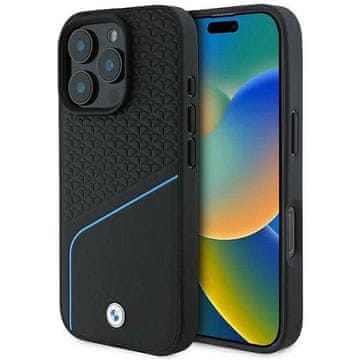 slomart Etui BMW Signature Leather Textured & Line MagSafe za iPhone 16 Pro - crno