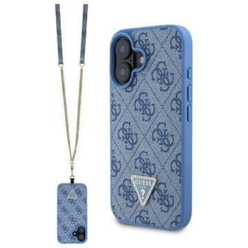 slomart Etui Guess Leather Metal Logo Strass Crossbody za iPhone 16 - modro
