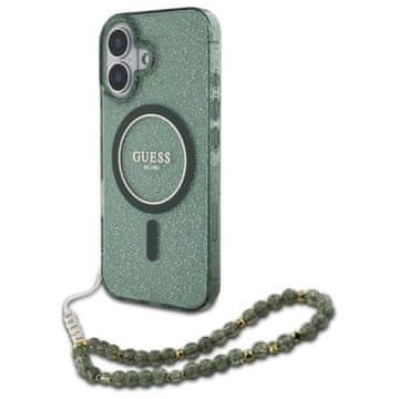 slomart Etui Guess IML Glitter With Pearl Strap MagSafe za iPhone 16 Plus - zeleno