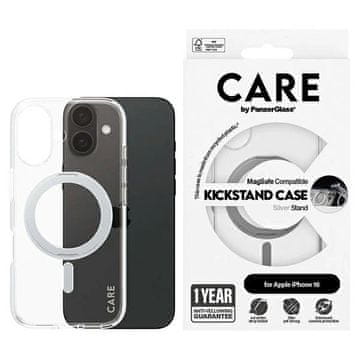 slomart Etui CARE by PanzerGlass Feature Kickstand Case s MagSafe za iPhone 16 - srebrni