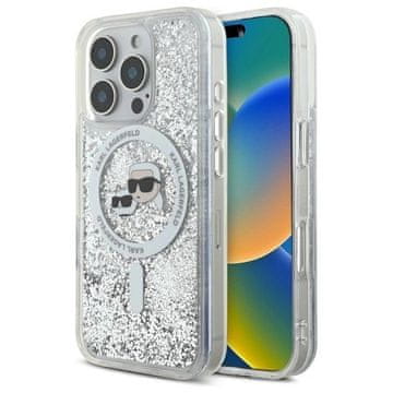 slomart Etui Karl Lagerfeld Liquid Glitter Karl & Choupette Head Magsafe za iPhone 16 Pro Max - prozirno