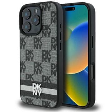 slomart Etui DKNY s uzorkom šahovnice i printanim prugama za iPhone 16 Pro Max - crni