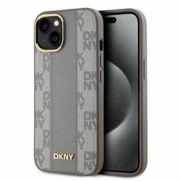slomart Etui DKNY kožni karirani Mono Pattern MagSafe za iPhone 14 - bež