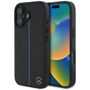 slomart Etui Mercedes MB Blue Line Leather MagSafe za iPhone 16 - crno