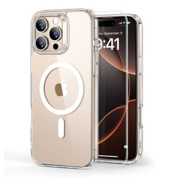 slomart Ohišje ESR Classic Hybrid Halolock MagSafe + kaljeno staklo za iPhone 16 Pro Max - prozirno
