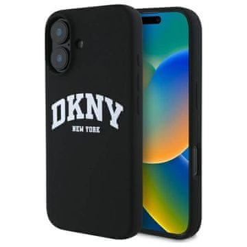 slomart Etui DKNY Silikon White Printed Logo MagSafe za iPhone 16 - crno