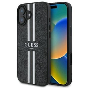 slomart Etui Guess 4G Printed Stripes MagSafe za iPhone 16 - crno