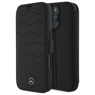 slomart Etui Mercedes MB Waves Leather za iPhone 16 Pro Max - crno