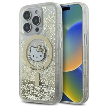 slomart Etui Hello Kitty Liquid Glitter Fever MagSafe za iPhone 16 Pro - zlato