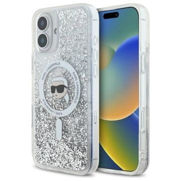 slomart Etui Karl Lagerfeld Liquid Glitter Karl Head Magsafe za iPhone 16 - prozirno