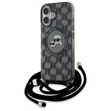 slomart Etui Karl Lagerfeld IML Crossbody Monogram Karl & Choupette Head MagSafe za iPhone 16 - crno