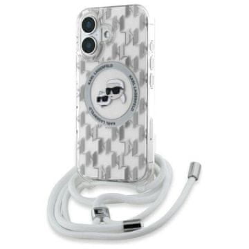 slomart Etui Karl Lagerfeld IML Crossbody Monogram Karl & Choupette Head MagSafe za iPhone 16 - prozirno