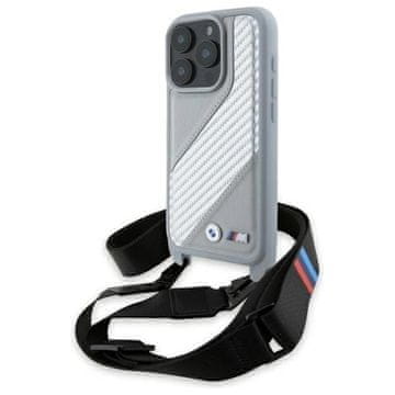 slomart Etui BMW M Edition Carbon Stripe & Strap za iPhone 16 Pro - sivo