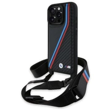 slomart Kućište BMW M Edition Carbon Tricolor Lines & Strap za iPhone 16 Pro Max - crno