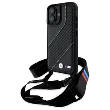 slomart Kućište BMW M Edition Carbon Stripe & Strap za iPhone 16 - crno