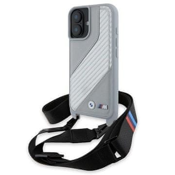slomart Kućište BMW M Edition Carbon Stripe & Strap za iPhone 16 - sivo