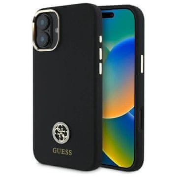 slomart Etui Guess Silicone Logo Strass 4G za iPhone 16 - crno