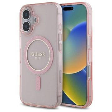 slomart Guess GUHMP16SHFGEREP iPhone 16 6.1" roza/pink tvrda torbica IML Glitter Circle MagSafe