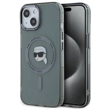 slomart Karl Lagerfeld KLHMP15SHLSKIK iPhone 15 6.1" crna/black tvrda maskica IML Metal Karl Head MagSafe