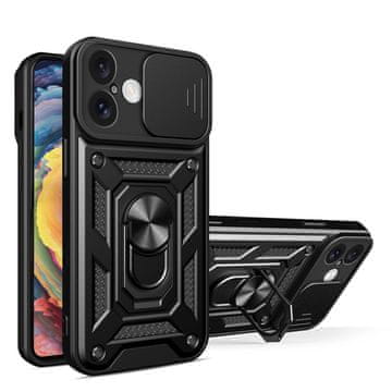 slomart Etui Hybrid Armor Camshield za iPhone 16 Plus oklopljen s zaštitom za kameru sa stalkom - crno