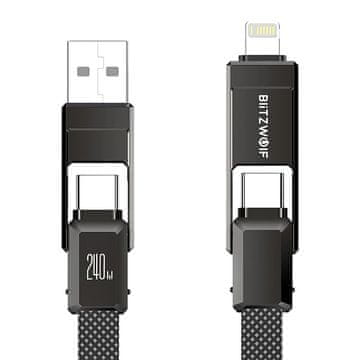 Blitzwolf Blitzwolf BW-HDC7 4-u-1 USB+C+Lightning kabel 240W 1,2 m (crni)