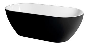 POLYSAN Samostojeća kada od lijevanog mramora, 150x75x46cm, Crno/Bijela