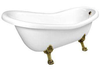 POLYSAN Samostojeća Retro Kada 147x70 cm Bijela s Brončanim Nohama - GELCOAT Materijal